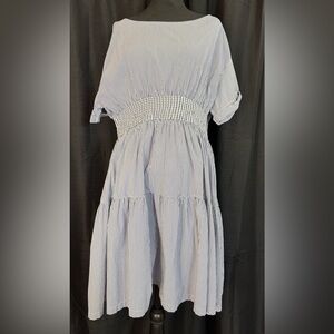 VINEYARD VINES Smocked Fit and Flare Tiered Short Sleeve Dress L11